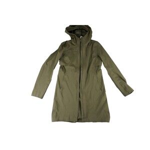 Lululemon Rain Rebel Jacket Womens 4 Green Hood Long Waterproof Parka Coat READ